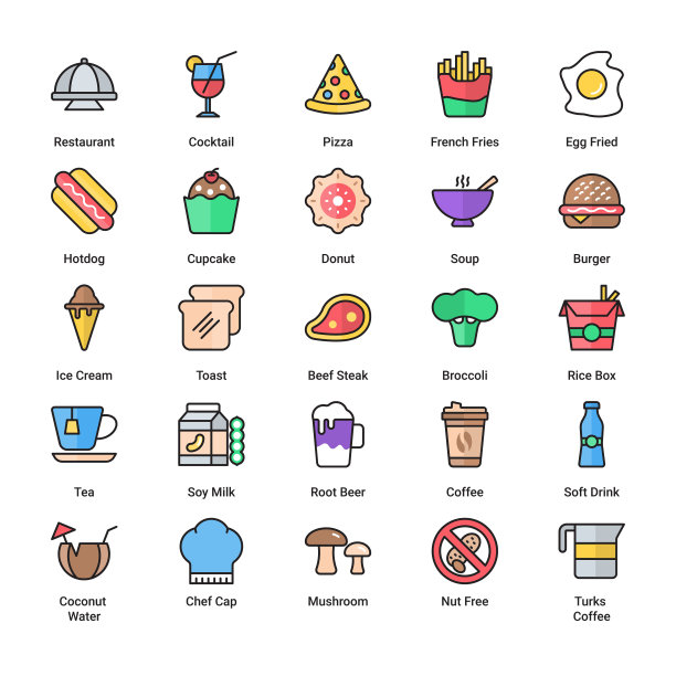 食品和饮料有色线图片下载