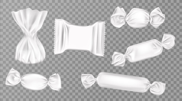 白色糖果包装套装。空白的糖果包图片下载