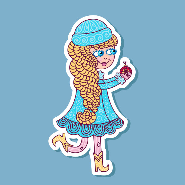 欢乐的俄罗斯雪少女。图片下载