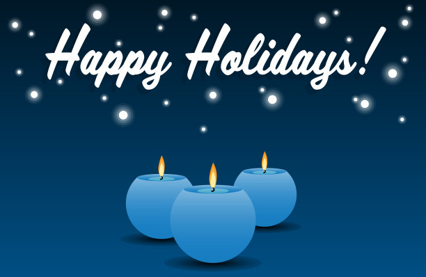 圣诞假期背景旗帜上的烛光和节日快乐!文字在白色的蓝色背景。为圣诞节和新年假期设计。矢量插图。图片下载