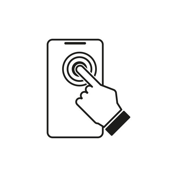 触摸屏上的手机图标在白色背景上图片下载