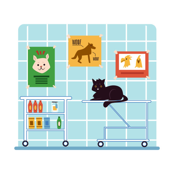 动物在兽医医院的柜子里。矢量图图片下载