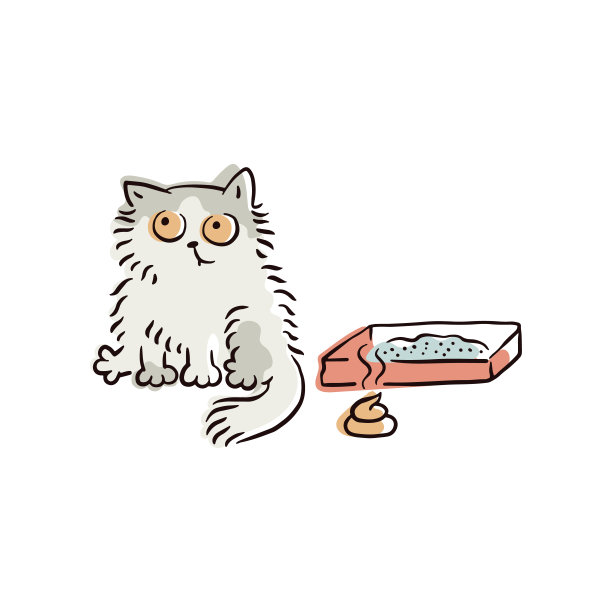 有趣的猫在地板上拉屎而不是在猫砂盒上。图片下载