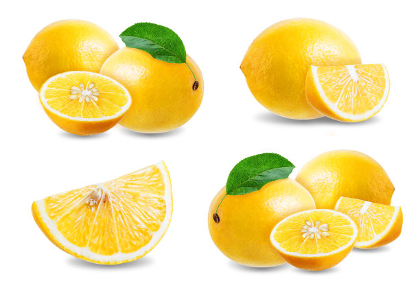 柠檬水果在白色孤立的背景图片下载