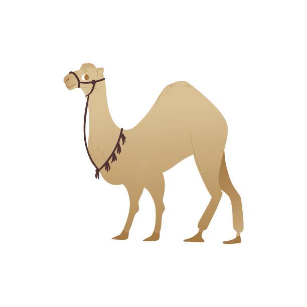 骆驼东方童话人物符号平面矢量插图孤立。图片下载
