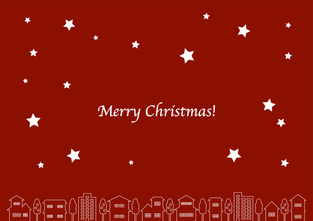 圣诞插图。圣诞贺卡。城镇的风景和明星。矢量插图。图片下载