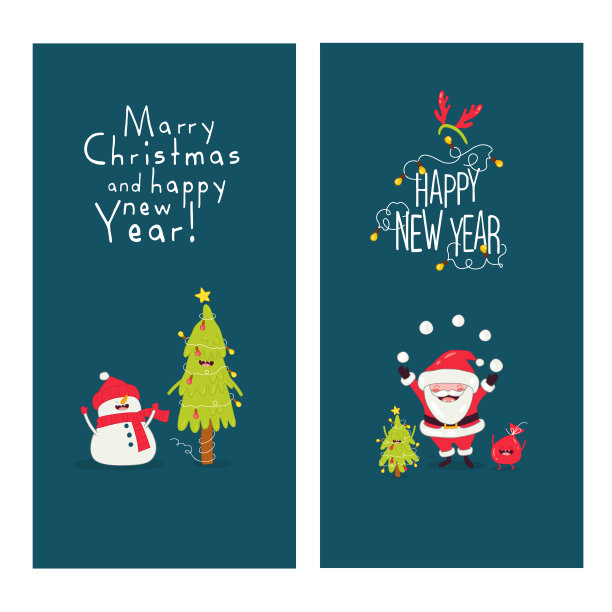 雪人圣诞树圣诞老人。矢量图形。图片下载