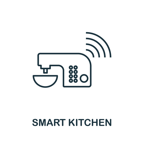 智能厨房的轮廓图标。创意设计从智能设备图标收集。高级智能厨房轮廓图标。用于网页设计，应用程序，软件和打印。图片下载