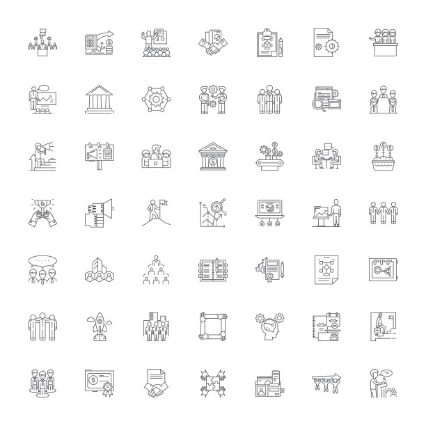 企业架构线性图标、符号、矢量线插图等图片下载