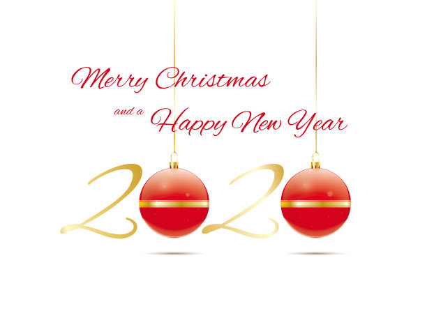2020年圣诞和新年前夕的贺卡图片下载