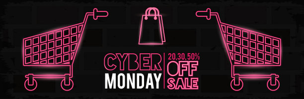 带购物车的网络星期一海报图片下载