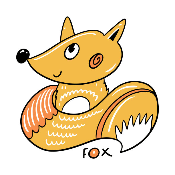 卡通风格的可爱角色小狐狸。手绘彩色矢量插图。图片下载
