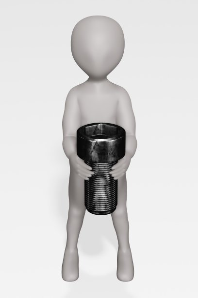 3D渲染的卡通人物与螺丝图片下载