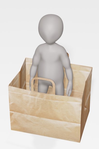3D渲染卡通人物与纸袋图片下载