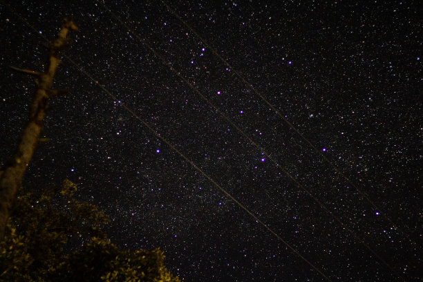 地球上方星座的长曝光照片。图片下载