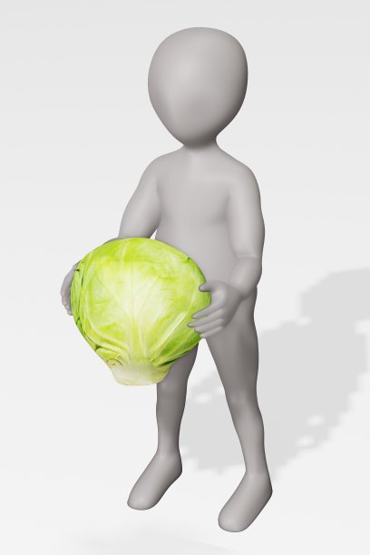 3D渲染卡通人物与Brussel Sprout图片下载