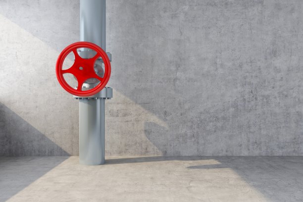 地下室垂直管道带阀门照明图片下载