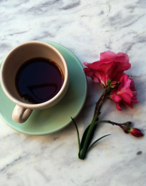 咖啡和花图片下载