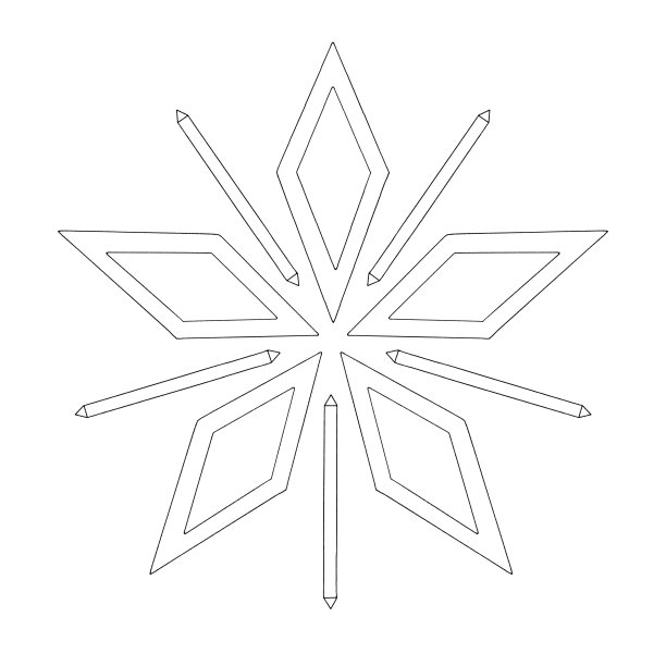 简单的雪花状水晶，菱形为您设计。新年，圣诞节，冬天，冰冻的自然，民族，幻想的元素。涂鸦手绘轮廓图片下载