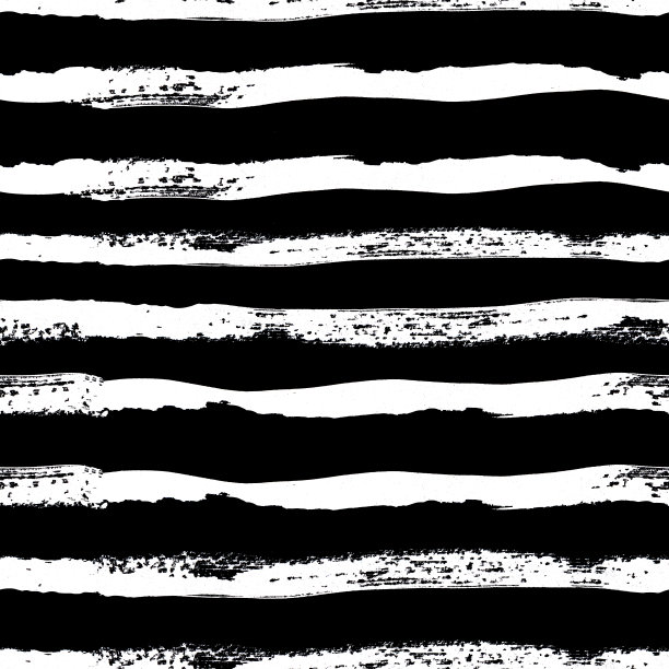 无缝图案，抽象元素，黑色背景上的白色元素。手绘纹理插图与颜料创建笔刷，模式，横幅。图片下载