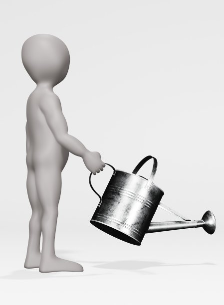 卡通人物的3D渲染与喷壶图片下载