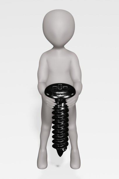 3D渲染的卡通人物与螺丝图片下载