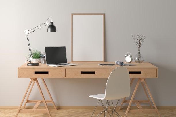 工作空间的垂直海报在墙上。图片下载