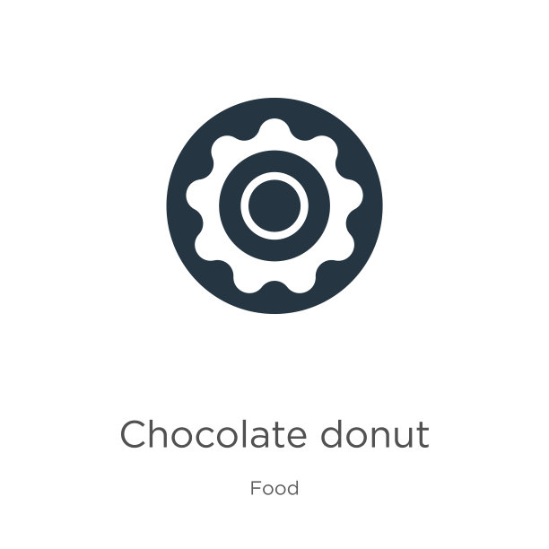 巧克力甜甜圈图标矢量。时尚平面巧克力甜甜圈图标从食物收集孤立在白色背景。矢量插图可以用于网页和移动平面设计，标志，eps10图片下载