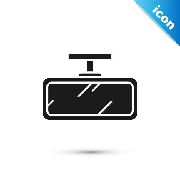 黑色汽车镜图标孤立在白色背景。矢量图图片下载