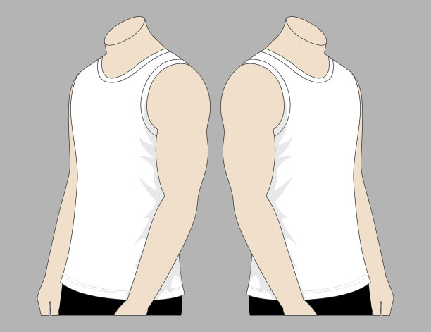 男人的白色坦克顶部矢量模板图片下载