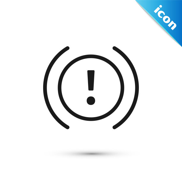 黑色刹车系统警告图标隔离在白色背景上。车里有感叹号。仪表板注意的信号。矢量图图片下载