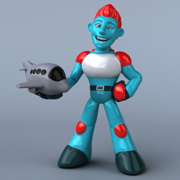 红色机器人- 3D插图图片下载