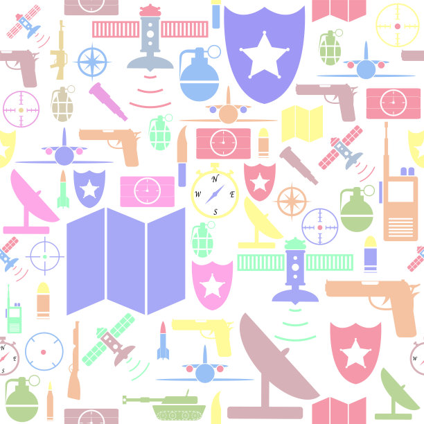 军用无缝图案背景图标。图片下载