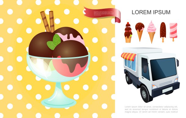 扁平冰淇淋夏季模板图片下载