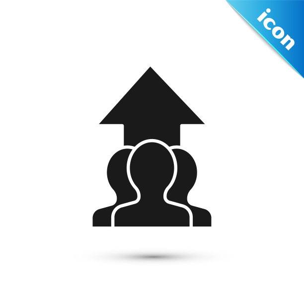 黑色增长图表和进展人群图标孤立在白色背景。箭头融资。成功的商人。矢量图图片下载