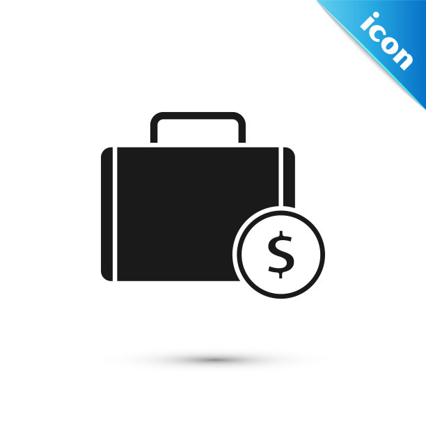 黑色公文包和金钱图标孤立在白色背景。业务用例的迹象。业务组合。矢量图图片下载