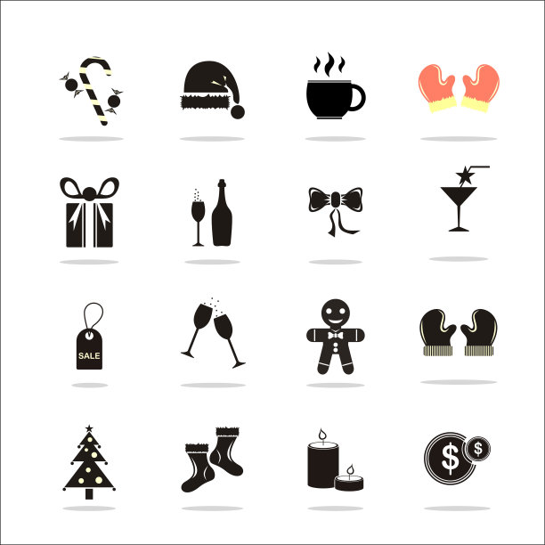 圣诞节图标与白色背景图片下载