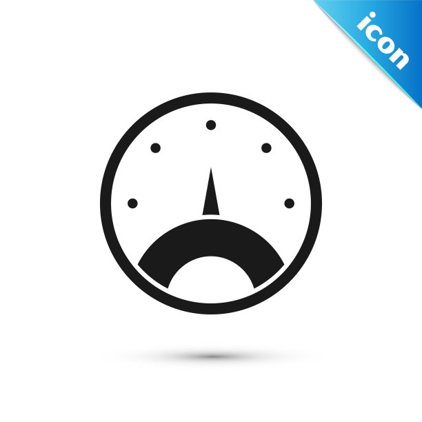 黑色速度计图标孤立在白色背景上。矢量图图片下载