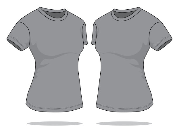 女性的灰色t恤矢量模板图片下载