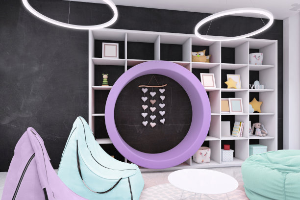 现代儿童房间内饰有懒人袋图片下载