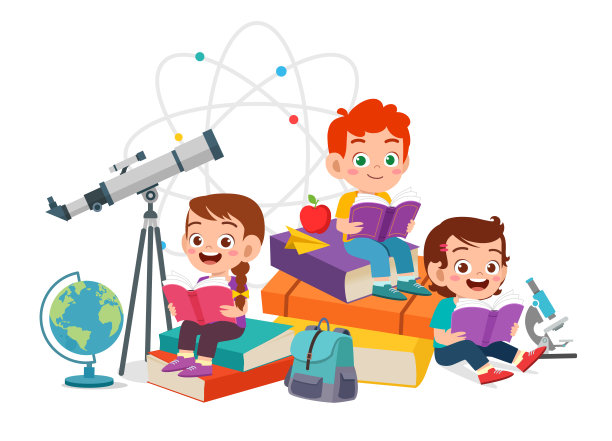 快乐可爱的男孩和女孩一起读书图片下载