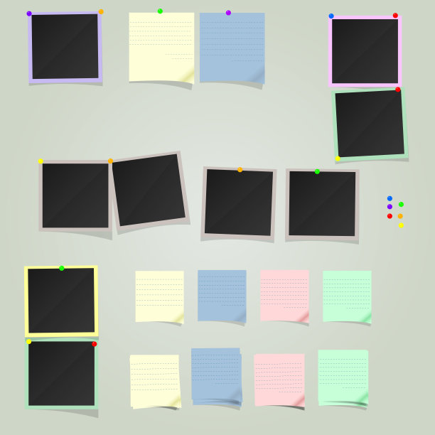 一套大的宝丽来方形相框和模板的照片广场大小，复古风格。文具产品图片下载