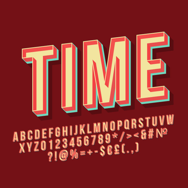 时间复古3d矢量字母图片下载