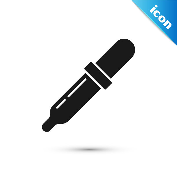 黑色移液管图标孤立在白色背景。医疗，化学实验室设备的元素。医学的象征。矢量图图片下载