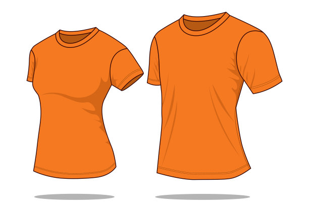 女人和男人橙色t恤矢量模板图片下载