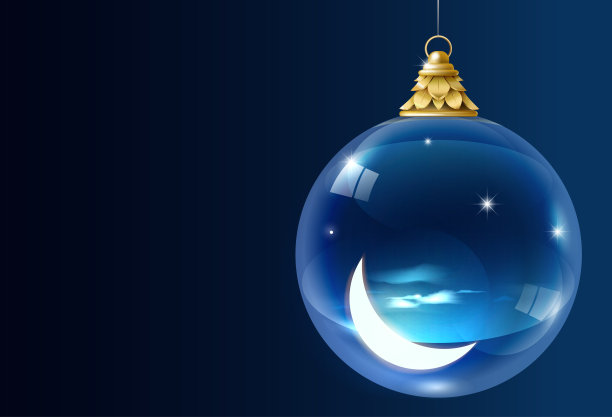 带新月的圣诞玻璃花环图片下载