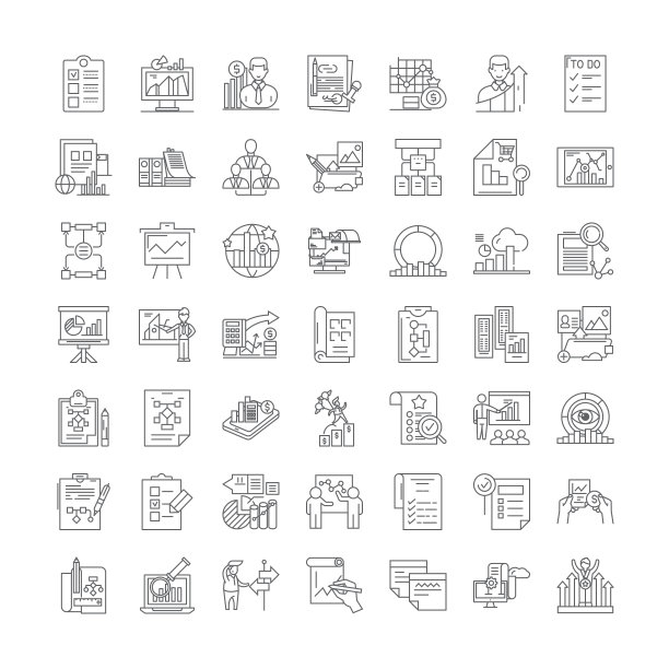 规划过程中线性图标、符号、矢量线插图等图片下载
