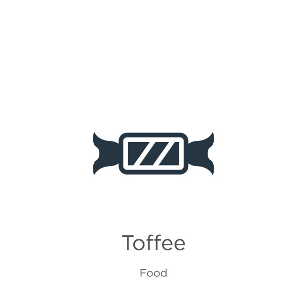 太妃图标矢量。时尚平面太妃糖图标从食物收集孤立的白色背景。矢量插图可以用于网页和移动平面设计，eps10图片下载