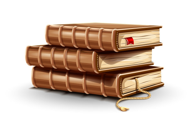 堆一堆旧皮封面和书签的纸质书。矢量插图。图片下载