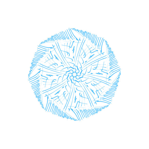 雪花素描图标孤立的白色背景。手绘曼荼罗。漩涡蓝色图标为信息图表，网站，设计或应用程序图片下载